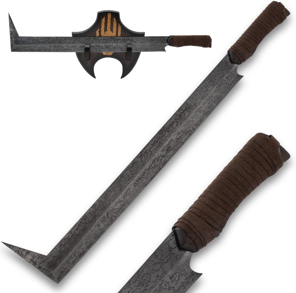 United Cutlery Lord of the Rings Uruk-Hai Scimitar Sword | Officially Licensed LOTR Replica | High Carbon Steel Construction | Leather-Wrapped Wooden Grip | Film-Accurate Design & Size | Length 34"