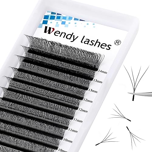 W Lash Extensions 4D Premade Fans Volume Lashes Mix8-14 0.07mm C Curl W-Shaped Lashes Refine the Roots of the Lashes and Extend 3 Tips Eyelash Extensions(4DW-0.07-C-814)
