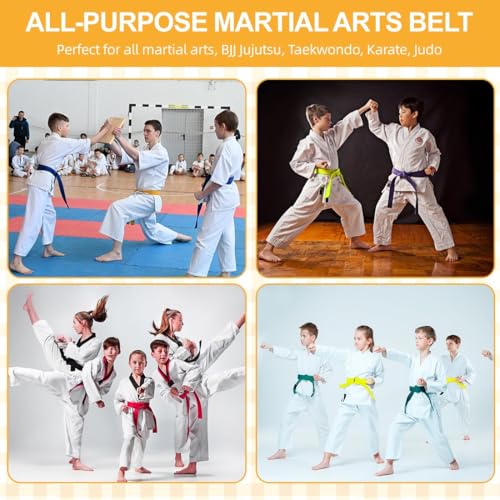 JEYORZY 1 Pcs 240cm Gelber Judo Gürtel,Gürtel Gelb, Judo Karate Gürtel Kampfsport Sport Gürtel Baumwolle,Taekwondo Belts Professioneller Karate Aikido Belt,für Erwachsene Kinder Kampfsportgürtel