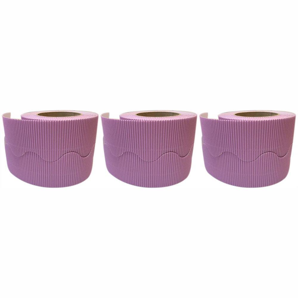 3 Ace Crafts (Pack of 3) Corrugated Display Borders Roll (Lilac) size 57mm x 15m for School Classroom Decoration, Bulletin Boards and Crown Making, Scalloped Edge Border Roll Fade Resistant — image 1