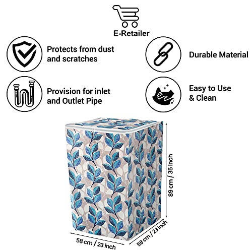 Image of Polyester Top Load Washing Machine Cover With Zip Enclosure Suitable For 5kg to 8kg (Color-Leaf Blue, Size-23x23x35 Inche)