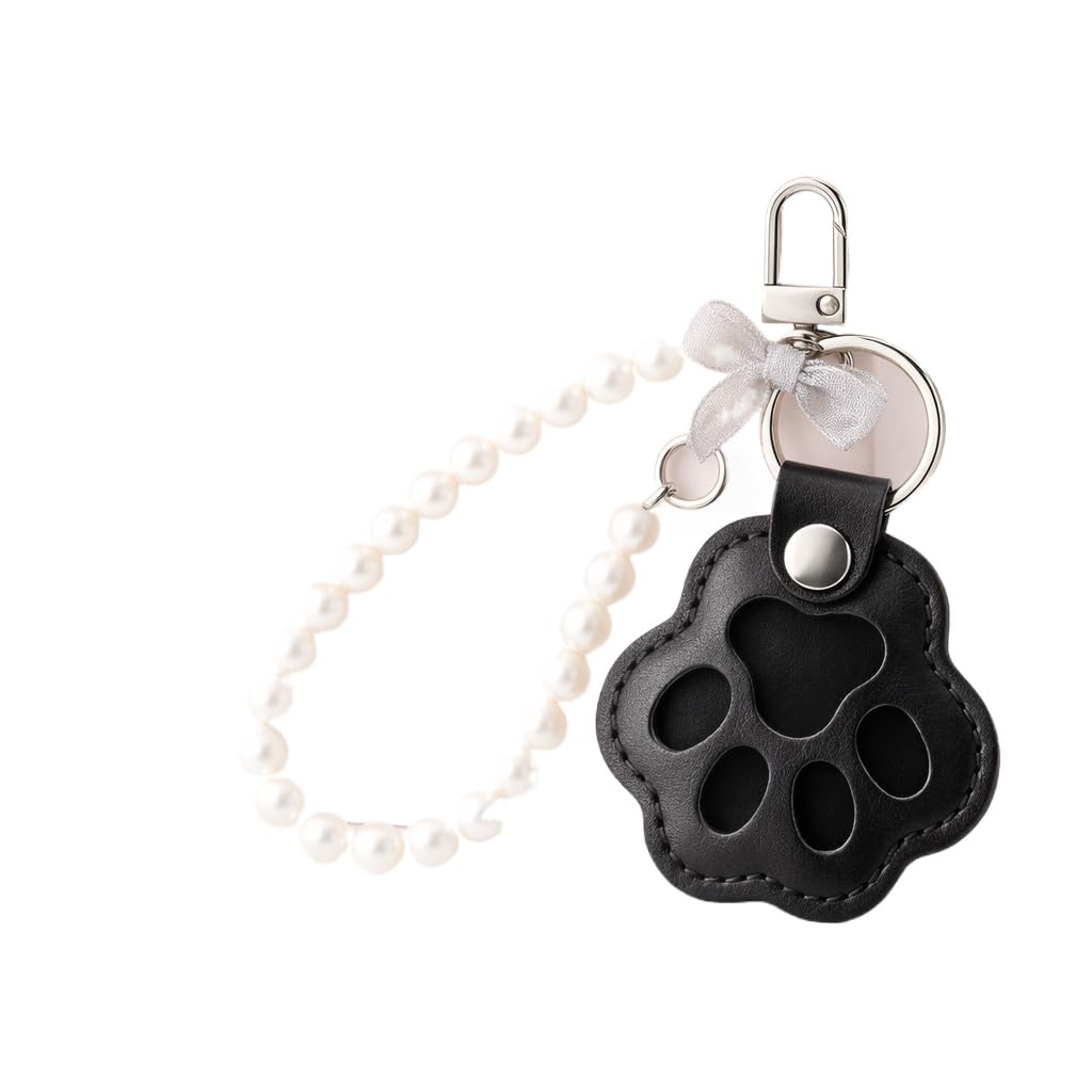 Raygu Unisex Black Dog Fur Keepsake Hair Keyring Pet Keyring Memorial Leather Keychain Dad Gifts Dog Cat Memorial Gifts Paw Print Kit Loss Gifts(Black)