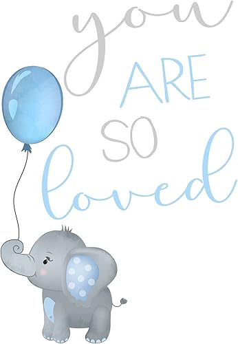 Miniatura 5 de Watercolor Baby Boy Elephant Nursery Art Decor Set of 3 Unframed Prints in Blue and Gray Dream Big Little One, You Are So Loved
