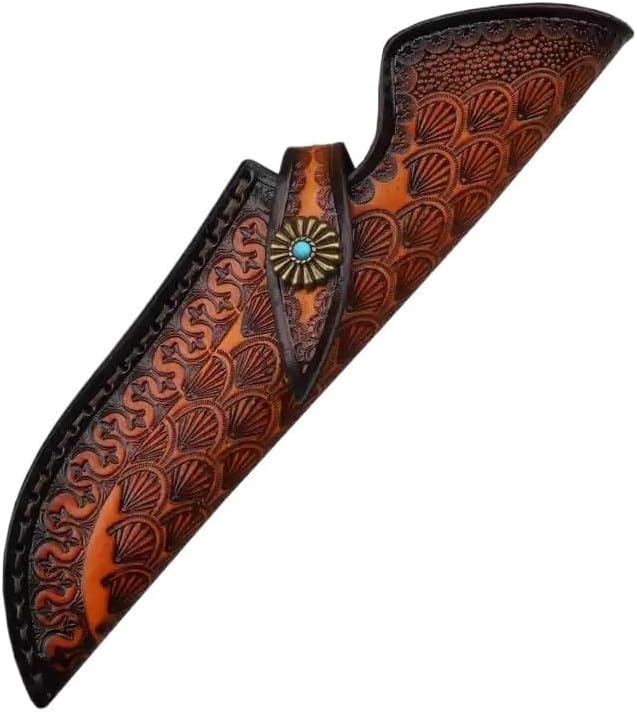 1PC Knife Sheath for Belt, Top Layer Leather Protective Case with Snap Closure Fits for Outdoor Camping, Hiking