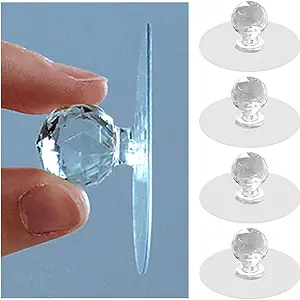 RFS 6Pcs Cabinet Drawer Pull Knobs - Self Adhesive Clear Acrylic Crystal Shaped Pulls Handles Knobs for Wardrobe Kitchen Cupboard Bathroom Dresser Furniture Door Window (6)