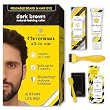 Cleverman Dark Brown Hair & Beard Dye Kit for Men - Natural-Looking Gray Coverage, Professional-Quality, Ammonia-Free for Hair, Beard & Mustache