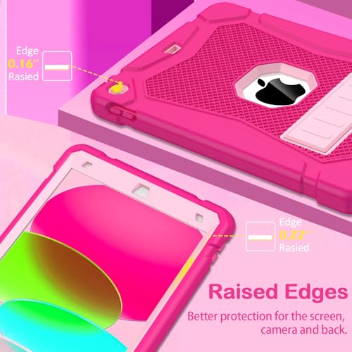AVAWO Case for iPad 9th/8th/7th Generation(10.2 inch, 2021/2020/2019), Heavy Duty Military Grade Shockproof Protective Cover with Built-in Stand for i Pad 9/8/7 Gen, Rose+ Pink by AVAWO - Image 9