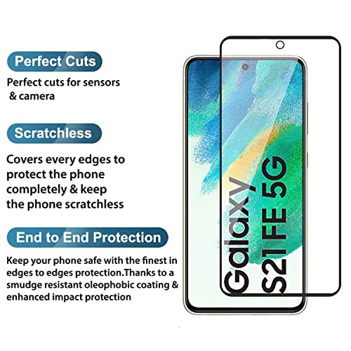 Image of DARKFIT Tempered Glass Premium Screen Protector Compatible for Samsung S21 FE | Edge to Edge Coverage with Easy Installation Kit | Scratch Resistance | HD Clear Glass (Black Border) | Pack of 1