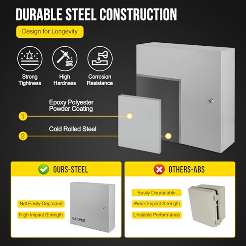 Garvee Outdoor Electrical Box,24x16x12 Steel Junction Box, NEMA 4X Electrical Enclosure Box IP66 Waterproof & Dustproof, Universal Electrical Project Box with Lock & Mounting Plate by Garvee - Image 4