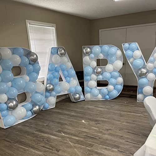 Baby Blue Balloon Garland Arch Kit - 114Pcs Diy Light Blue Metallic Silver Matte White Macaron Blue Balloons, Baby Shower Decorations Birthday Wedding Bridal Shower Baby Boy Girl Party Supplies #TOP4