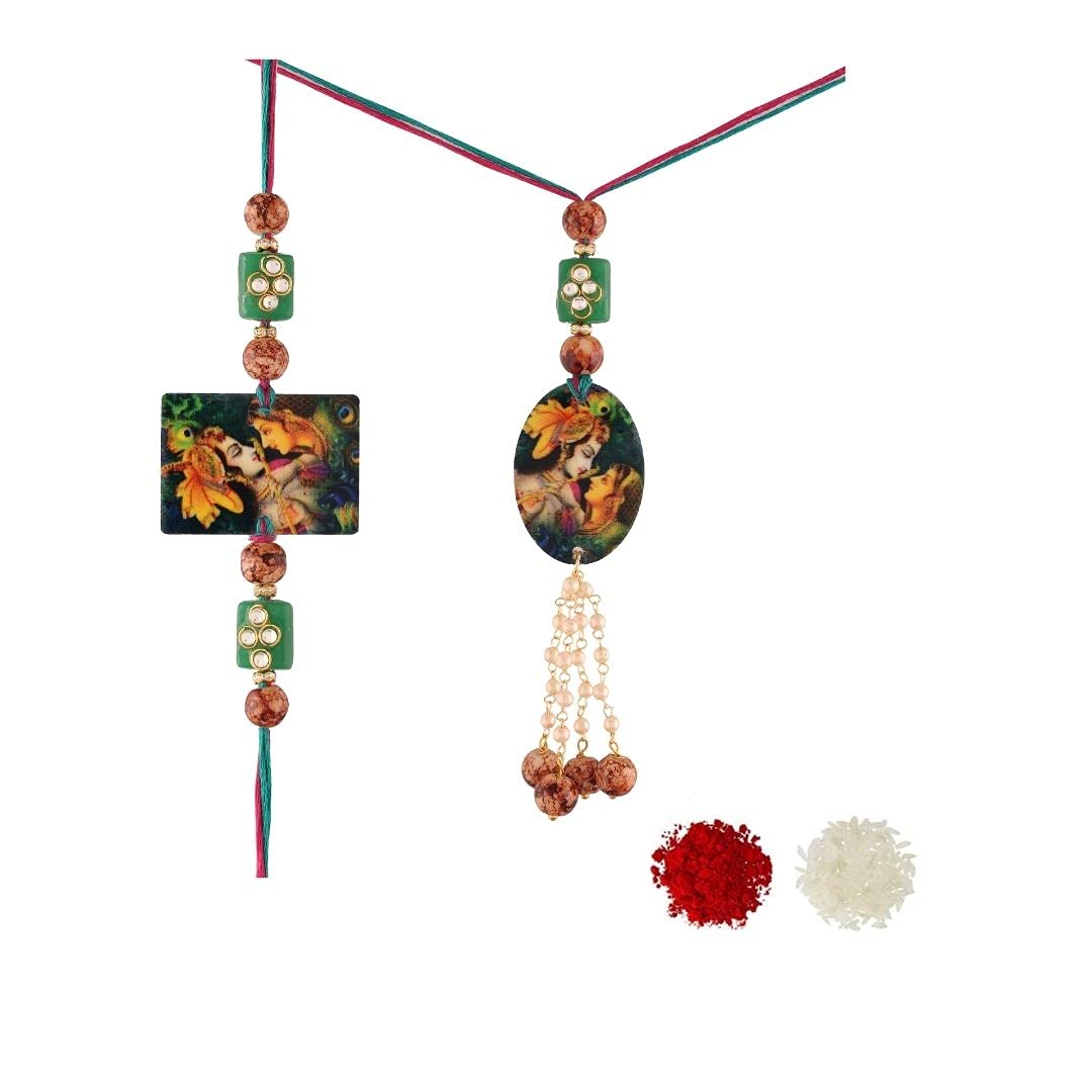 I Jewels Ethnic Printed Bhaiya Bhabhi Lumba Rakhi Bracelet Combo Set With Roli Chawal & Rakshabandhan Card (R050-Co) (B0998Z8FJV) Amazon Price History, Amazon Price Tracker