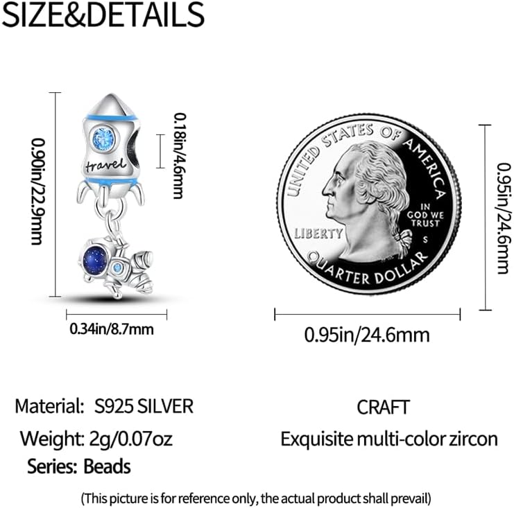 Moon Star Sun S925 Sterling Silver Charm for Bracelet Necklace Dangle, Italian Style Charms Beads fit Dangle Pendant Bead, Jewelry Happy Birthday Christmas Gifts, Bead Women - Image 4