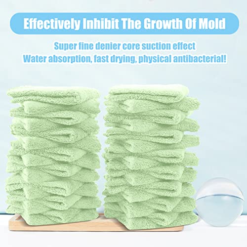 Velvetsure 32 Pack Microfiber Baby Washcloths, Baby Face Towel Wipes - Gentle On Sensitive Skin For New Born Face, Baby Registry As Shower For Girls And Boys, 9X9 Inch, Grass Green #TOP1