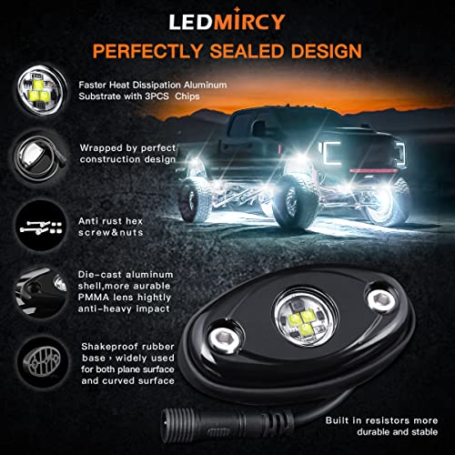 Ledmircy WHITE ROCK LIGHT 12PCS WITH ROKER SWITCH R1 Pure White Led Rock Lights Kit thumb #2