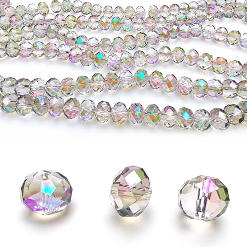 Image of 6mm Rondelle Glass Beads for Jewelry Making, Faceted Briolette Crytal Spacer Beads for Bracelet Necklace Earring, Clear Purple 720pcs