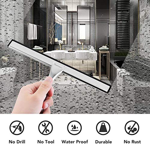 Baban Shower Squeegee Stainless Steel Window Squeegee Window Cleaner Shower Wiper with Suction Hook Ideal for Mirror, Window, Car Glass Cleaning - Image 5