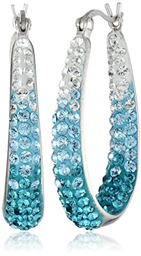 Amazon Essentials Sterling Silver Blue Ombre Hoop Earrings set with Crystals, (previously Amazon Collection)
