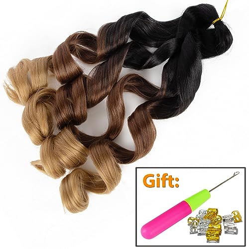 French Curl Braiding Hair 24 Inch 8 Packs French Curl Braids Crochet Hair Extensions (24 inch 1B/30/27#), 24 inches - Image 4