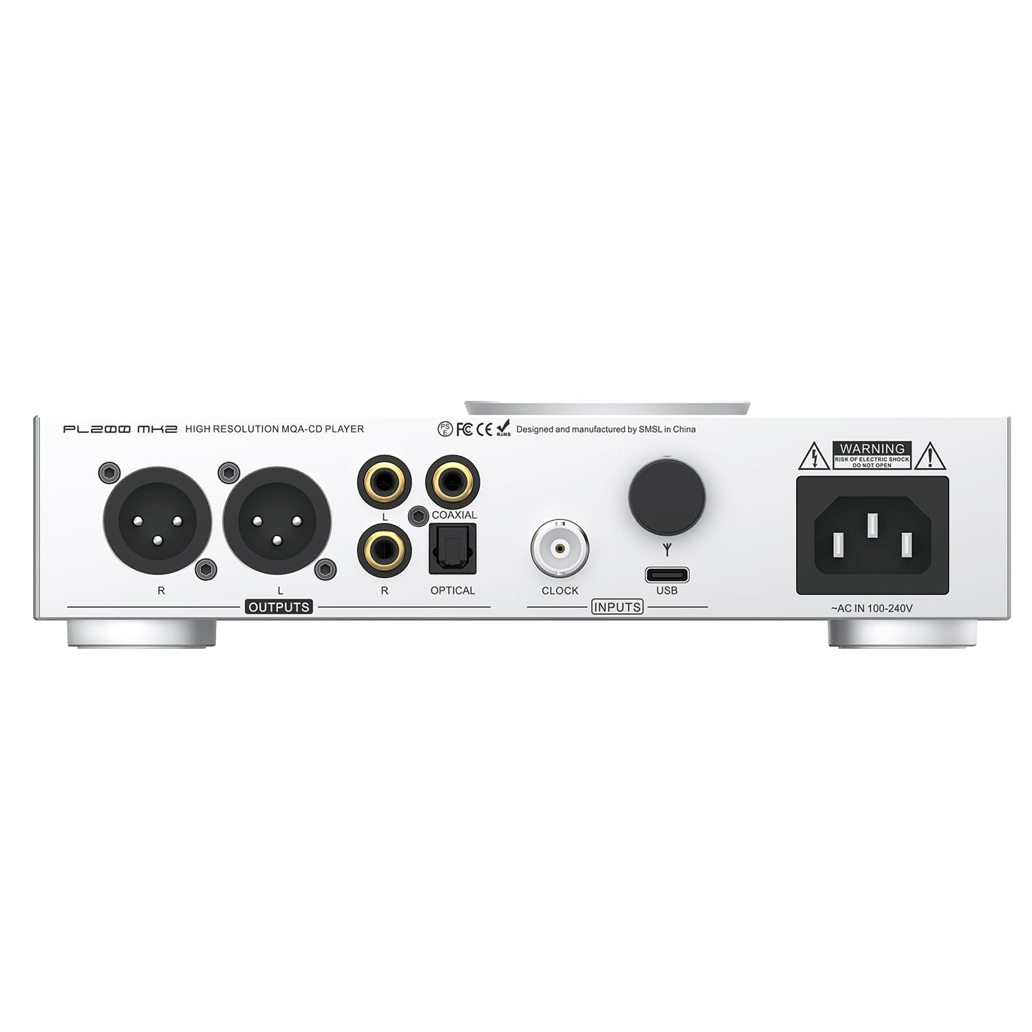 SMSL PL200 MK2 Lecteur CD MQA, lecteur CD tout-en-un intégrant un DAC et un amplificateur de casque,Hi-End DAC chip ES9039Q2M,lecture sans coupure,Entrées:USB/BT/CD; Sorties:RCA/XLR/casque/coax/opt/BT