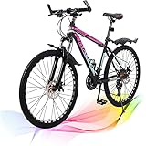 Los neumáticos anchos y múltiples dientes de las bicicletas de montaña pueden proporcionar un buen agarre, y hay amortiguadores para absorber los golpes. La bicicleta viene 85% premontada, herramientas de montaje incluidas, herramientas de montaje incluidas.