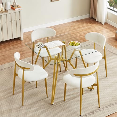 HKRUIQIAN Stylish Tempered Glass Dining Table Seating 2-4 Persons