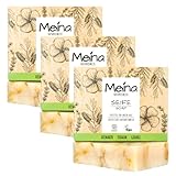Meina Naturkosmetik - Teebaumöl Seife, Bio Naturseife gegen Pickel und unreine Haut ohne Palmöl, Zertifiziert, Vegan, Nachhaltig, Handgemacht, Wie ein festes Duschgel - 3 x 100g