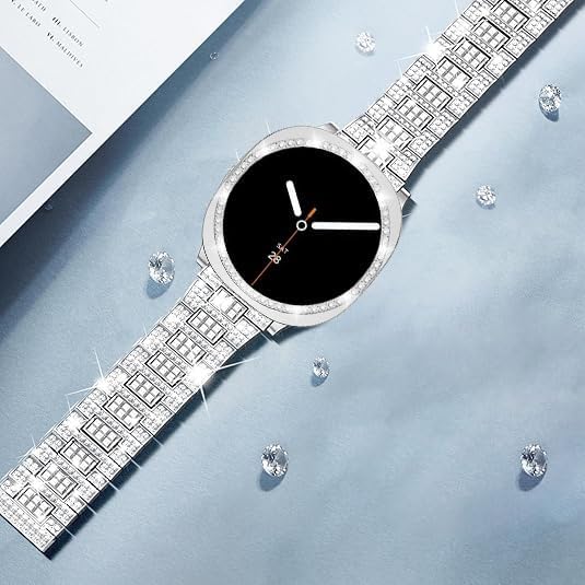 SUPOIX Band with Case Compatible for Samsung Galaxy Watch 8/7/6 40mm 44mm, 20mm Women Bling Replacement Strap & PC Protective Bumper Face Cover for Galaxy Watch 8/7/6 (Size Optional) - Image 2