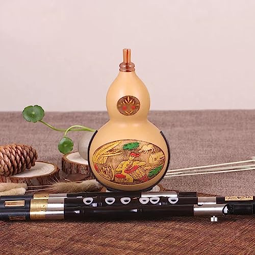 Ebony Gourd Silk Professional Playing Practice Entertainment Hulusi C Down B Musical Instrument Beginner Cucurbit Silk Children Adult Gift (Color : Black, Size : B-Flat) #TOP4
