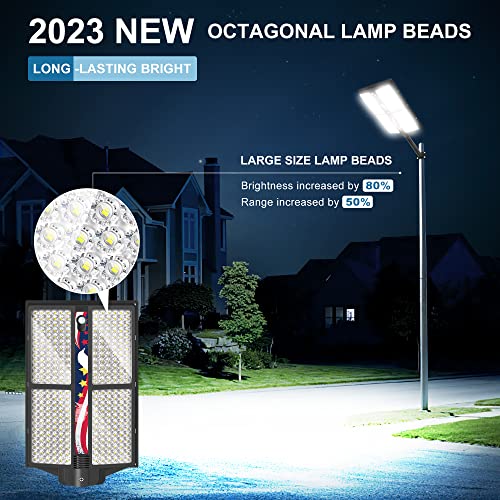 Okpro S-576T 1100W Solar Street Lights Outdoor Waterproof, 6500K 110000Lm Outdoor Led Street Light Dusk To Dawn, Led Wide Angle Lamp With Motion Sensor, For Parking Lot, Yard(2 Pack) #TOP1