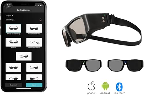 Miniatura 9 de Gafas estroboscópicas de entrenamiento de visión - Entrenamiento de reacción deportiva. Herramienta de coordinación de reflejo y ojo-mano