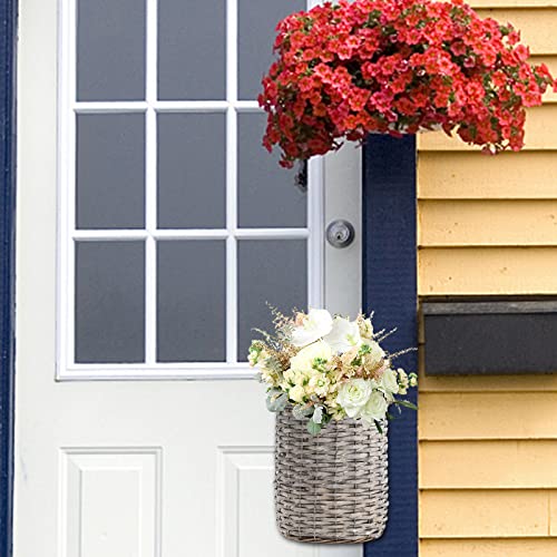 Coloch WALL HANGING WICKER BASKET 2 SIZES Set Of 2 Wall Hanging Wicker Basket, Farmhouse Garden Hanging Planter Woven Rattan Flower Basket thumb #6