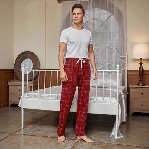 Image of Vulcanodon Mens Cotton Pajama Pants, Lightweight Sleep Pants for Men