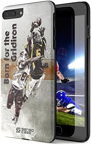 iPhone 7/8 Plus Case, Born For American Football with [Tempered Glass Screen Protector]. Sensocase Premium Extreme Sports Thin Phone Cover. Luxury, Stylish Gift, Slim Protective Apple 7/8+ Case