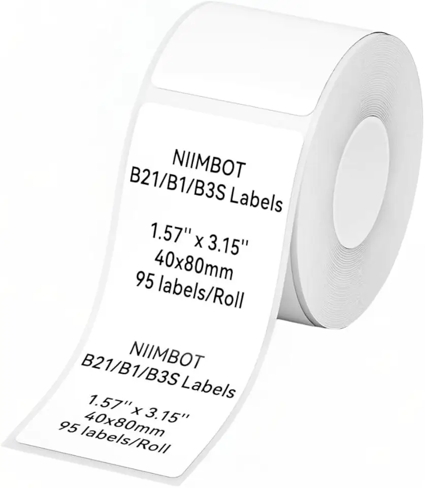 Niimbot Thermal Label Sticker for B1/B21/B3S, White, 40 x 80 mm (95-Pieces)