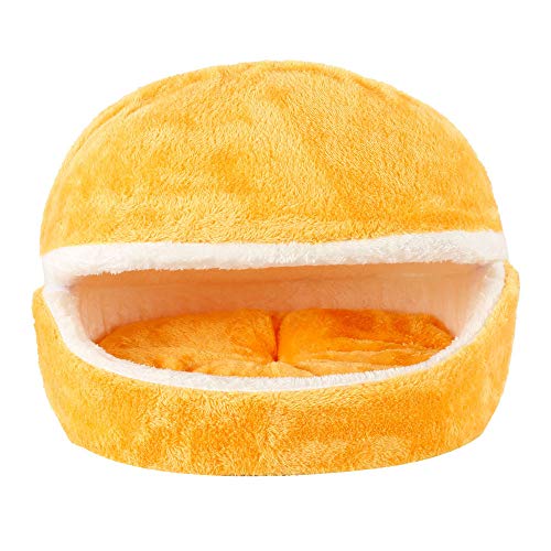 Judy1980 Katzenbett Grau Katzen Schlafsack waschbar bequem Haustier Kissen Haustier Nest Entfernbar Katzen Haus Soft Hundehöhle Katzenhöhle Winter für Katzen, Kleintiere oder Welpen (Gelb) Cover