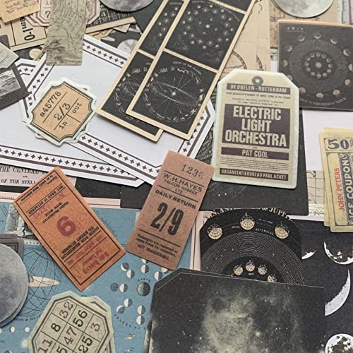 200Pcs Aesthetic Stickers For Journaling - Vintage Scrapbook Stickers Journaling Supplies Space Moon Stickers Scrapbooking Supplies Paper For Witch Bullet Journals Supplies Kit Junk Journal Planners #TOP5