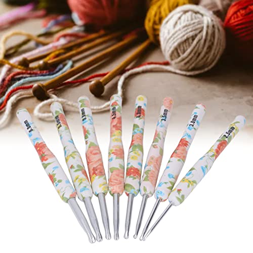 Aguja de ganchillo ergonómica Eujgoov con diseño de pequeña flor amarilla en set de 8 unidades 3