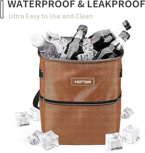 Image of HOTOR Car Trash Can, Leakproof Car Organizer, 2-Gallon, Brown