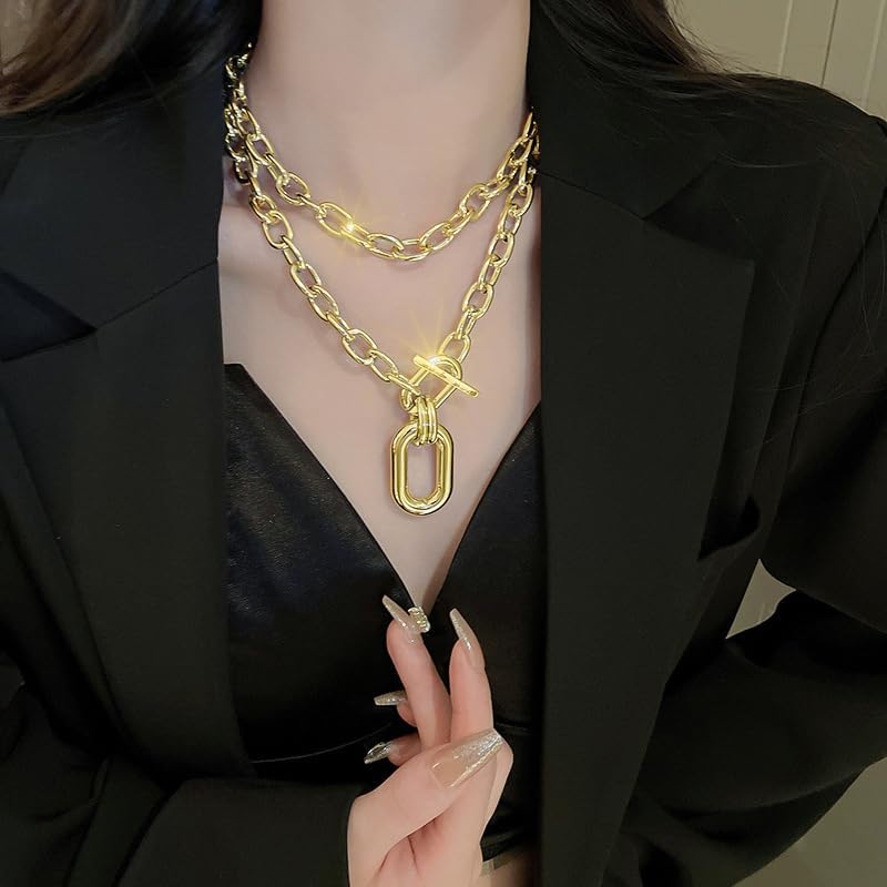 Jovono Chunky Choker Necklaces Thick Layered Necklace Chain Punk Accessories for Women - Image 6