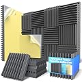 36 Pack Sound Proof Foam Panels For Walls 3”x12”x12” Self-Adhesive Acoustic Wall Panel High Density,Foam Adhesive Soundproof Wall Panel,Acoustic Panels Sound Absorbing for Studio Gaming Room-Black