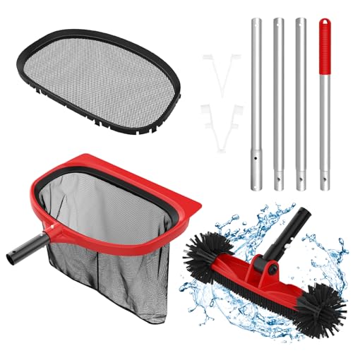 Upgraded Kit Limpieza Piscina, Poste De 160 Cm, Kit De Mantenimiento De Piscina, Red De Limpieza De Piscina, Cepillo Piscina, Accesorios De Piscina, Set De Limpieza De Piscina Para Fuente, Bañera