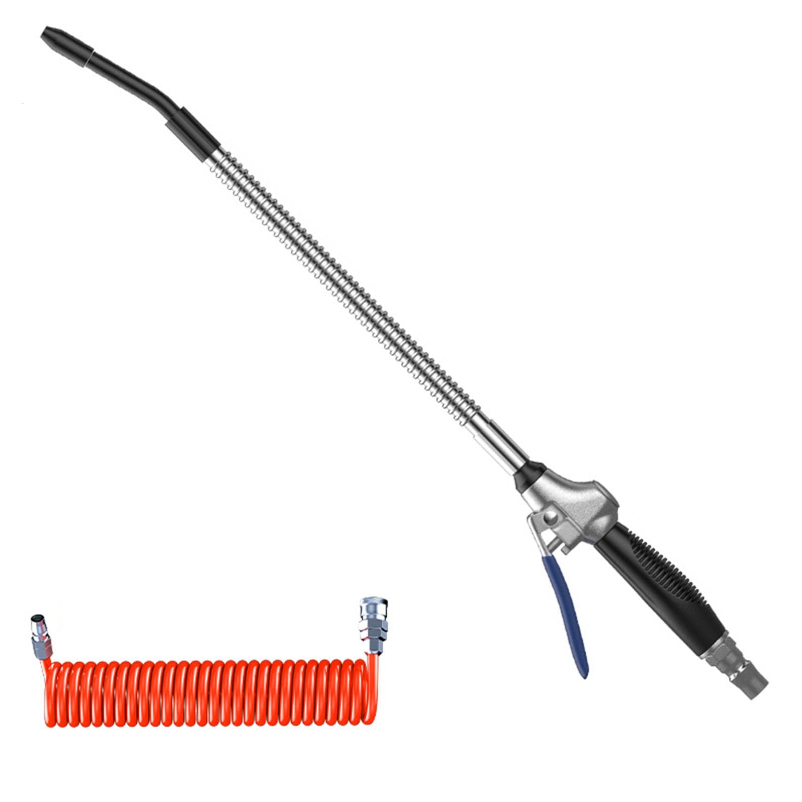 Pistola de Aire comprimido con Tubo Espiral Flexible y Flujo Regulable, sopladora neumática para electricistas, CNC, Garaje y Limpieza de componentes,1000mm Blow x 12m Air Hose