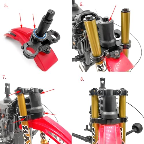CNszlan Aluminum 7075 Triple Clamp Set for LOSI 1/4 Promoto-MX Motorcycle (Black)