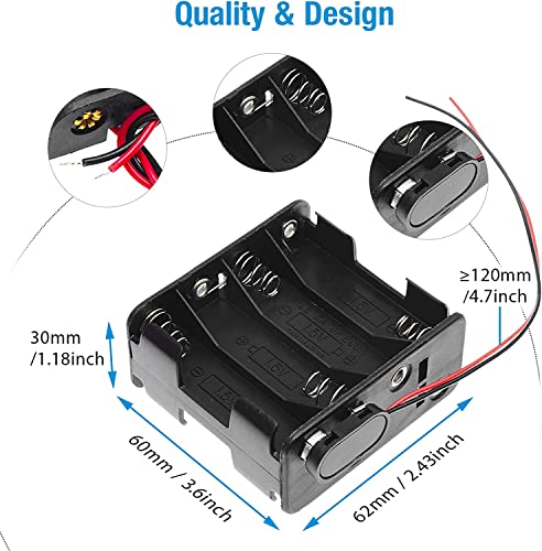 2Set 8 X Aa Thicken Battery Holder With I Type Wired Battery Clip Standard Snap Connector #TOP1