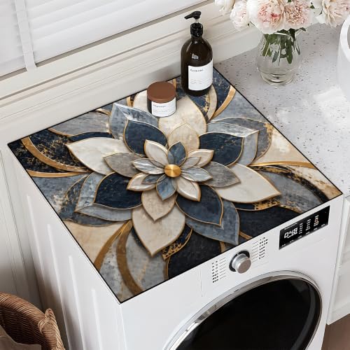 Image of Washer and Dryer Topper for Top,23.6 inch x 19.7 inch Washer Dryer Countertop Mat, Waterproof & Anti-Slip Dryer Top Protector Mat (Floral Geometry, 23.6x19.7inch)