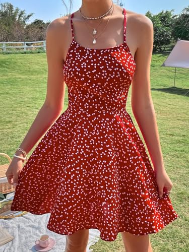 Image of Floerns Women's Summer Ditsy Floral Backless Tie Back Sleeveless Cami Mini Dress