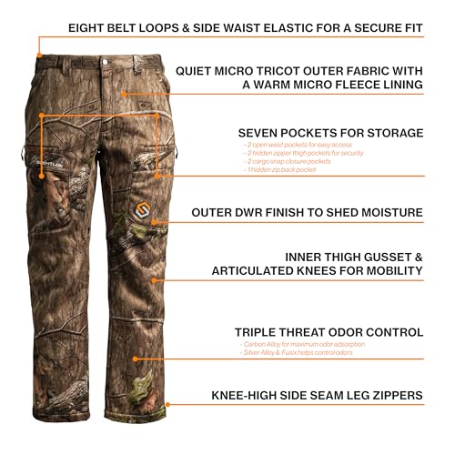 ScentLok Ridge Midweight Hunting Pants for Men – Odor Control, Water-Repellent, Fleece-Lined, Silent Fabric, 7-Pockets3