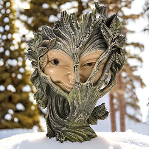 Tree Faces Decor Outdoor,Peeping Shy Expression Elf Statue,Tree Decorations Outdoor Garden,Resin Tree Faces Sculpture Flower Pot Decoration For Garden,(Light Green Gray) 8.26''5.9''1.97'' #TOP3