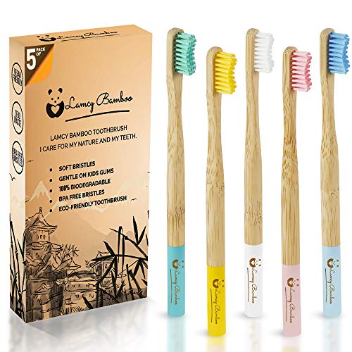 Lamcy Bamboo Toothbrushes for Adults with Medium Bristles | Pack of 5 Natural Bamboo Toothbrush | Eco-Friendly Natural Wooden Toothbrush | Organic Biodegradable Handle | BPA Free Tooth Brushes Lamcy Bamboo Toothbrushes for Adults with Medium Bristles | Pack of 5 Natural Bamboo Toothbrush | Eco-Friendly Natural Wooden Toothbrush | Organic Biodegradable Handle | BPA Free Tooth Brushes