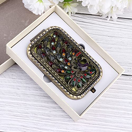 Espejo de maquillaje plegable rectangular Beaupretty vintage miniatura 4